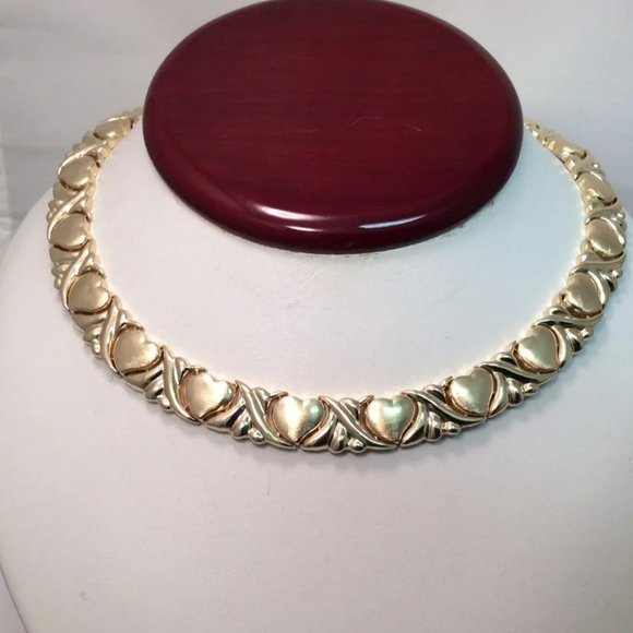Lady's 14k Solid Real Heavy Yellow Gold XO HeartsNecklace 42.00gr 16''
